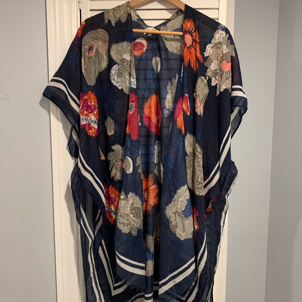 Navy floral shawl